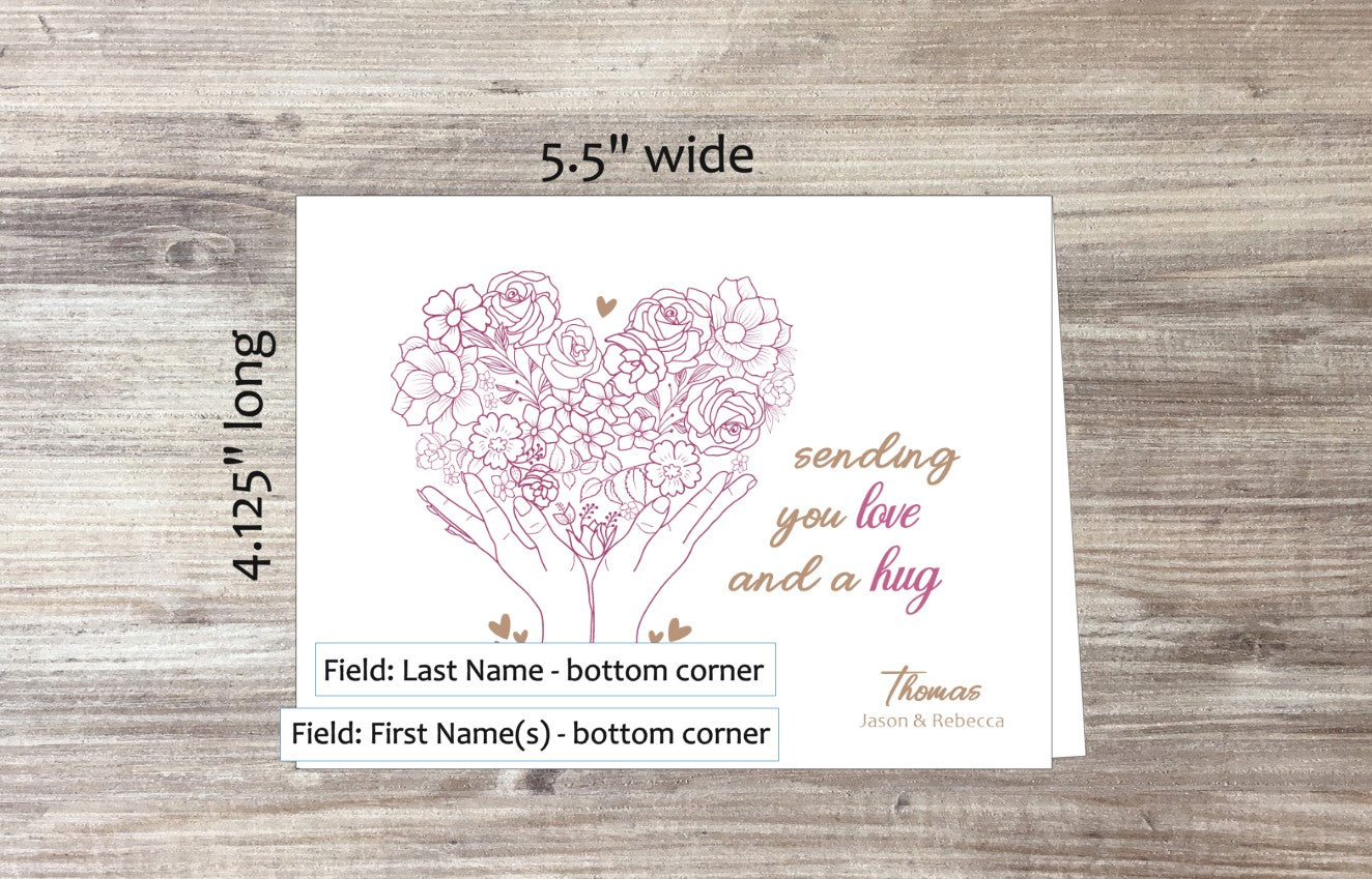 Single Sending Love and a Hug Card with Sticker (#110106AM2)