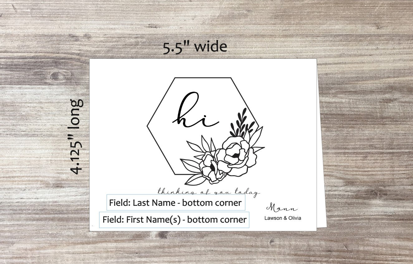 Single Hi in Hexagon Frame Card with Sticker (#110100AM1)