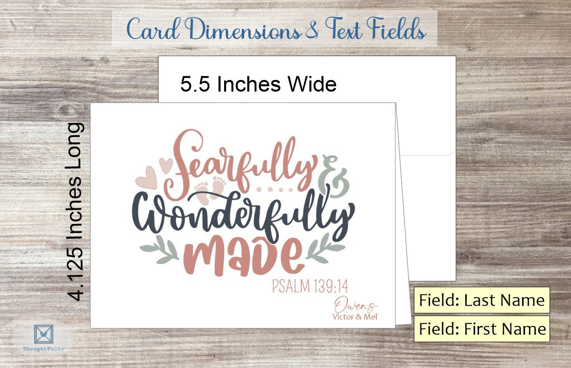Fearfully & Wonderfully Made Baby Card - Ps. 139:14 (#240114AS)