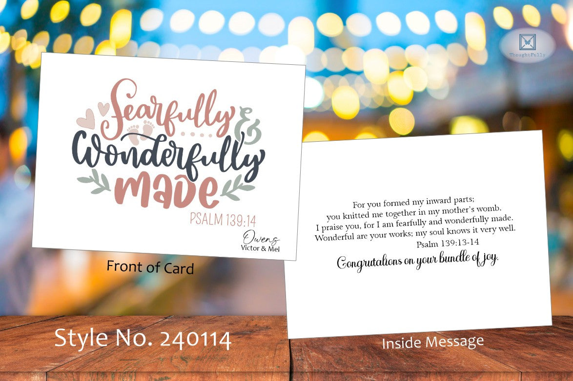 Fearfully & Wonderfully Made Baby Card - Ps. 139:14 (#240114AS)