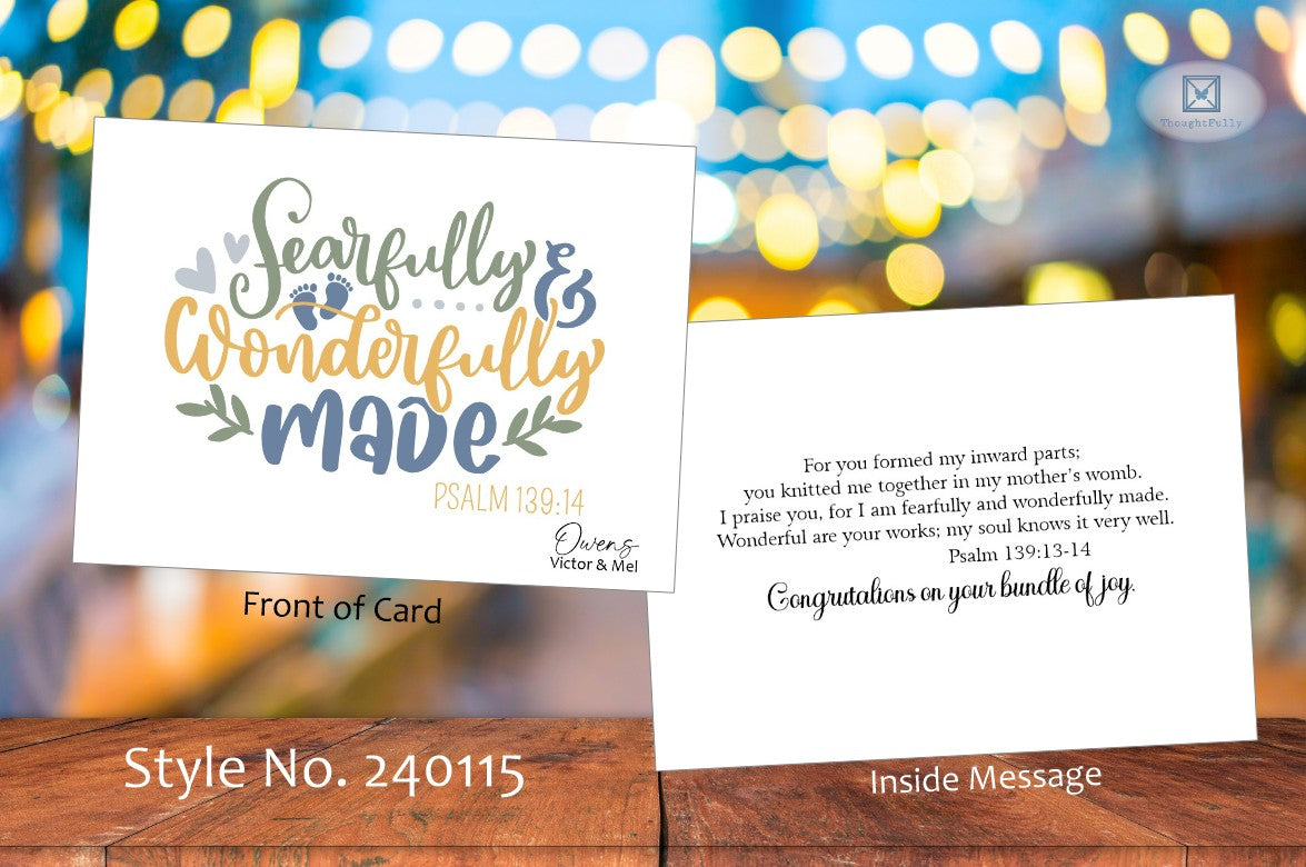 Fearfully & Wonderfully Made Baby Card - Ps. 139:14 (#240115AS)