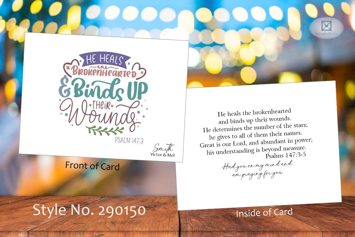 He Heals Brokenhearted Card - Ps. 147:3 (#290150AS)