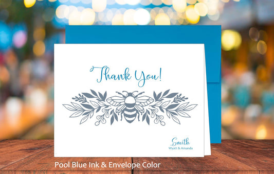 Set of 10 Thank You Cards & COLORED Envelopes (#120103AC)