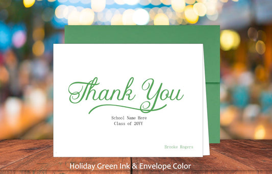 Set of 10 Thank You Graduation Cards & COLORED Envelopes (#220107AC)