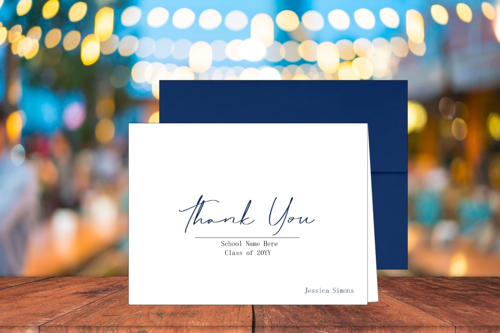 Set of 10 Thank You Graduation Cards & COLORED Envelopes (#220110AC)