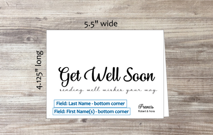 Set of 10 Get Well Soon Cards & COLORED Envelopes (#130100AC)