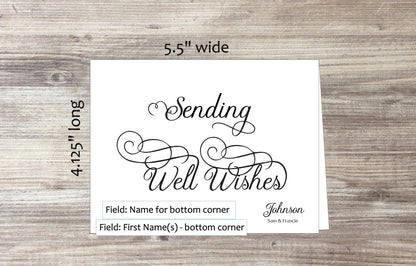 Set of 10 Sending Well Wishes Cards & COLORED Envelopes (#130101AC)