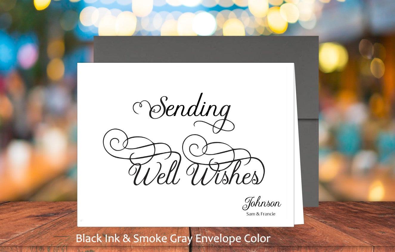 Set of 10 Sending Well Wishes Cards & COLORED Envelopes (#130101AC)