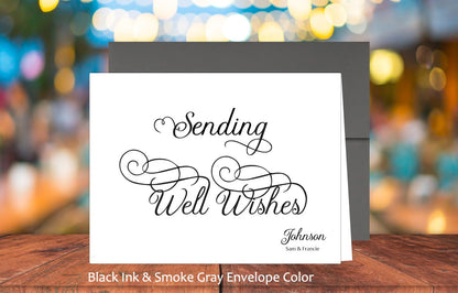 Set of 10 Sending Well Wishes Cards & COLORED Envelopes (#130101AC)