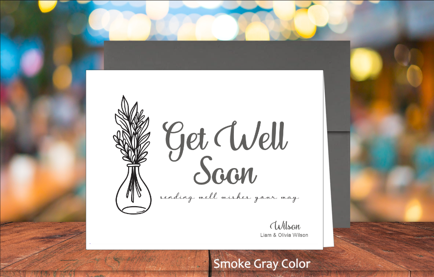 Set of 10 Get Well Soon Cards & COLORED Envelopes (#130120AC)