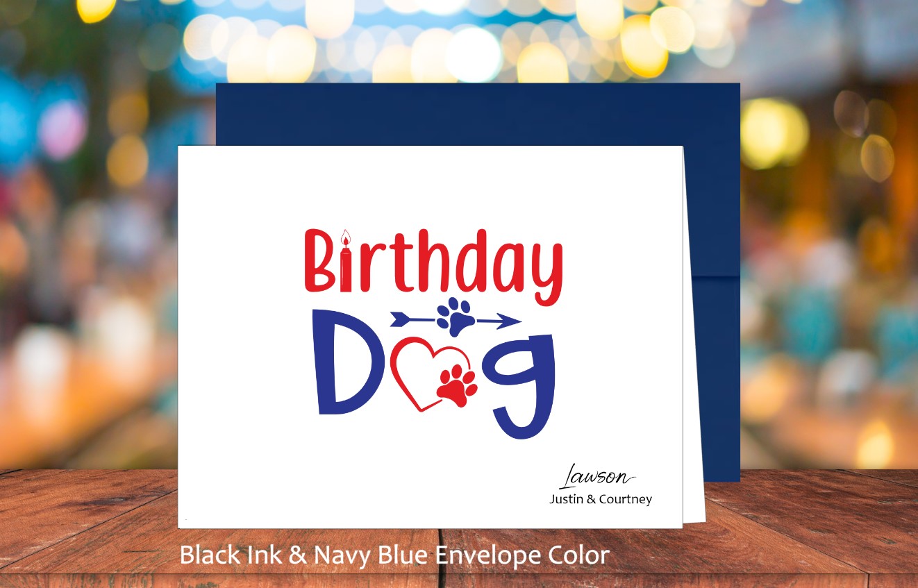 Set of 10 Dog Birthday Cards & COLORED Envelopes (#160105AC)