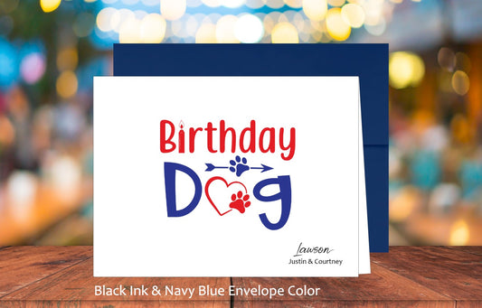 Set of 10 Dog Birthday Cards & COLORED Envelopes (#160105AC)