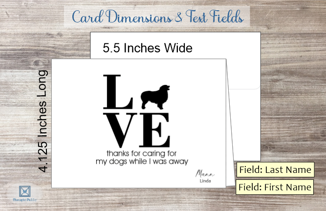 LOVE Thanks for Caring for My Dogs (Australian Shepherd) Card (#160167AS)