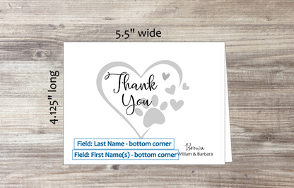 Set of 10 Thank You & COLORED Envelopes (#160190AC)