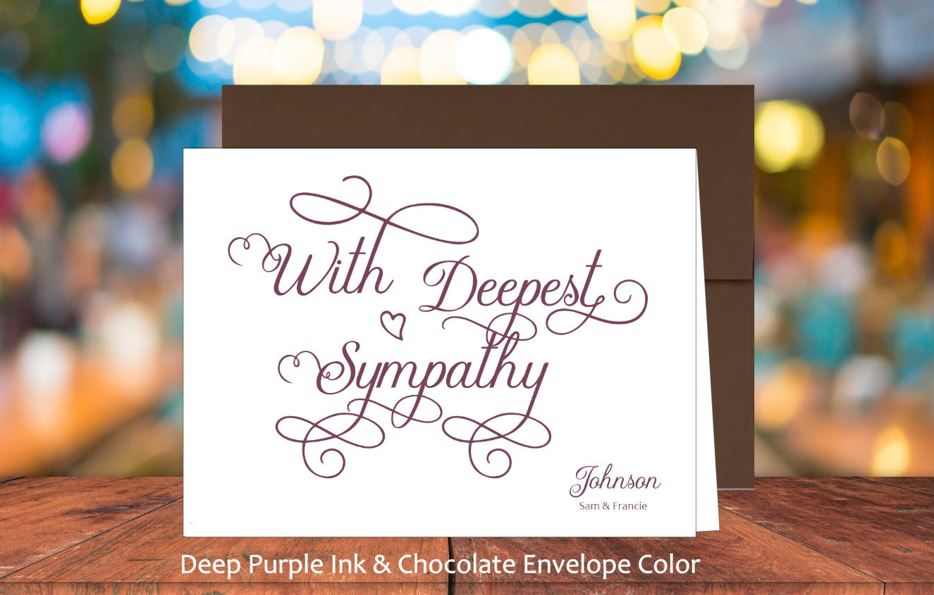 Set of 10 With Deepest Sympathy Cards & COLORED Envelopes (#190101AC)