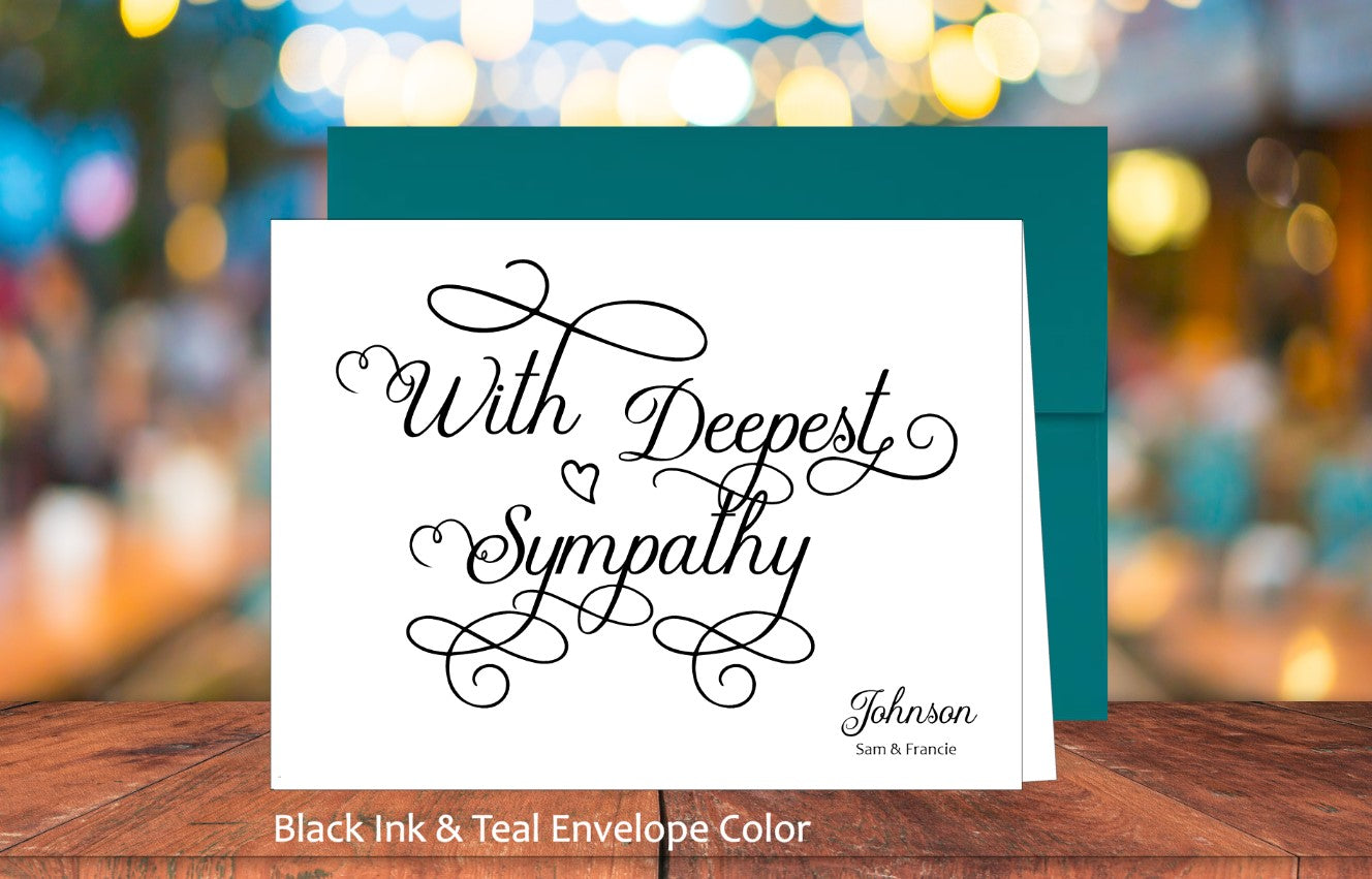 Set of 10 With Deepest Sympathy Cards & COLORED Envelopes (#190101AC)