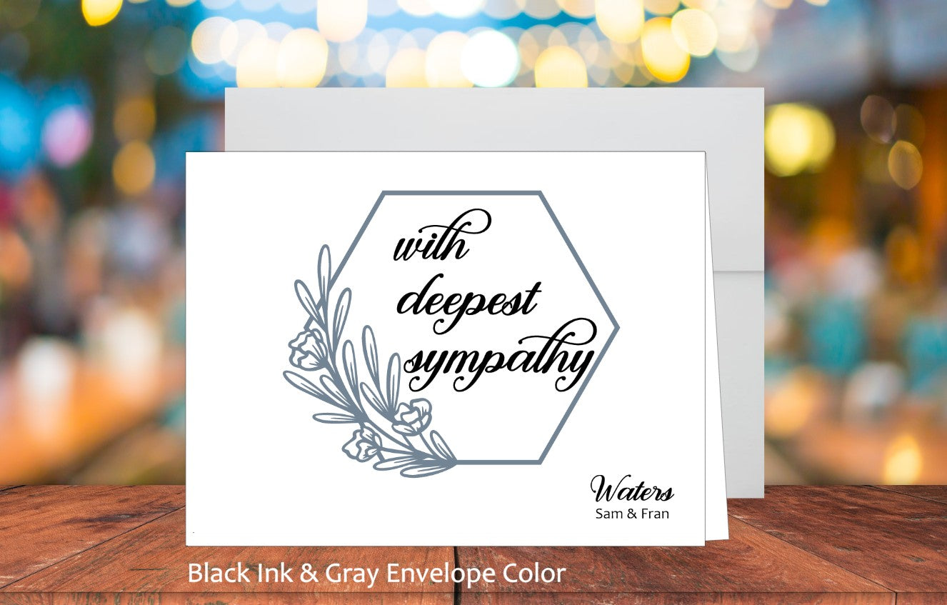 Set of 10 With Deepest Sympathy Cards & COLORED Envelopes (#190102AC)