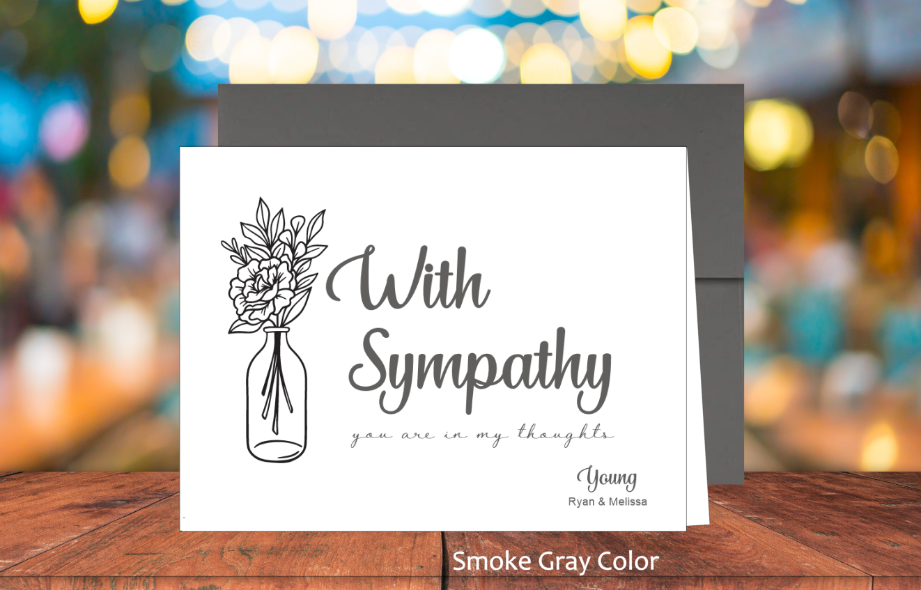 Set of 10 With Sympathy Cards & COLORED Envelopes (#190120AC)