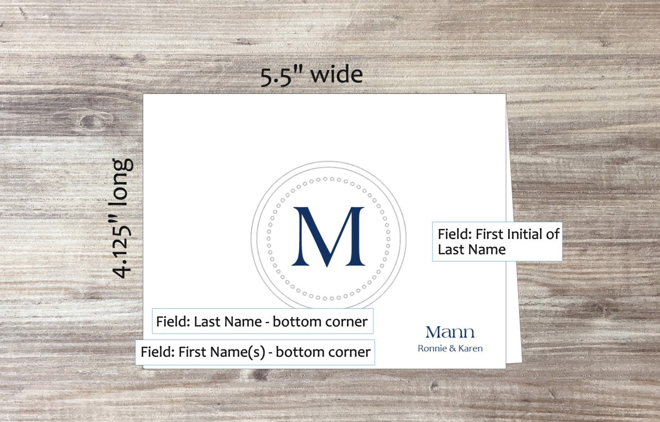 Monogram Circles Last Name Initial Card (#210100AS)