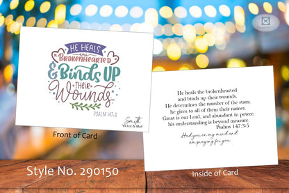 He Heals Brokenhearted Card - Ps. 147:3 (#290150AS)