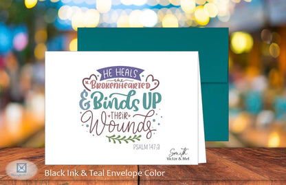 He Heals Brokenhearted Card - Ps. 147:3 (#290150AS)