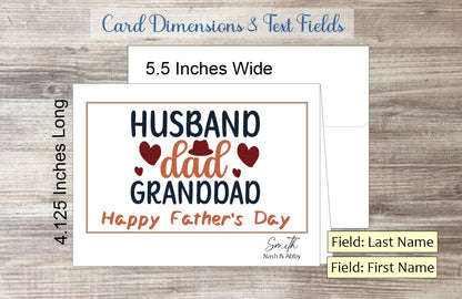 Husband, Dad, Granddad Card (#310110AS)