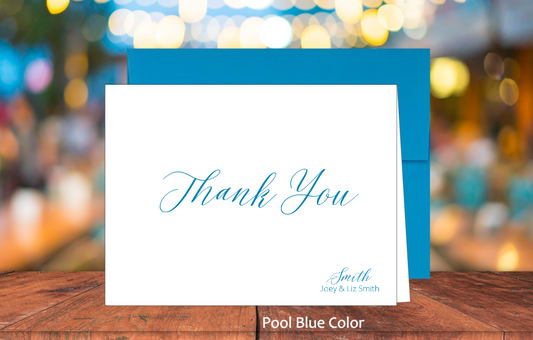 Set of 10 Thank You Cards & COLORED Envelopes (#120110AC)