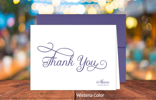 Set of 10 Thank You Cards & COLORED Envelopes (#120100AC)